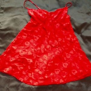 Vintage 'Intimate Style', heart-print sheer red nighty